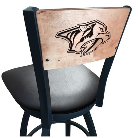 30 Blk Wrinkle Nashville Predators Swivel Bar Stool,Engraved Back